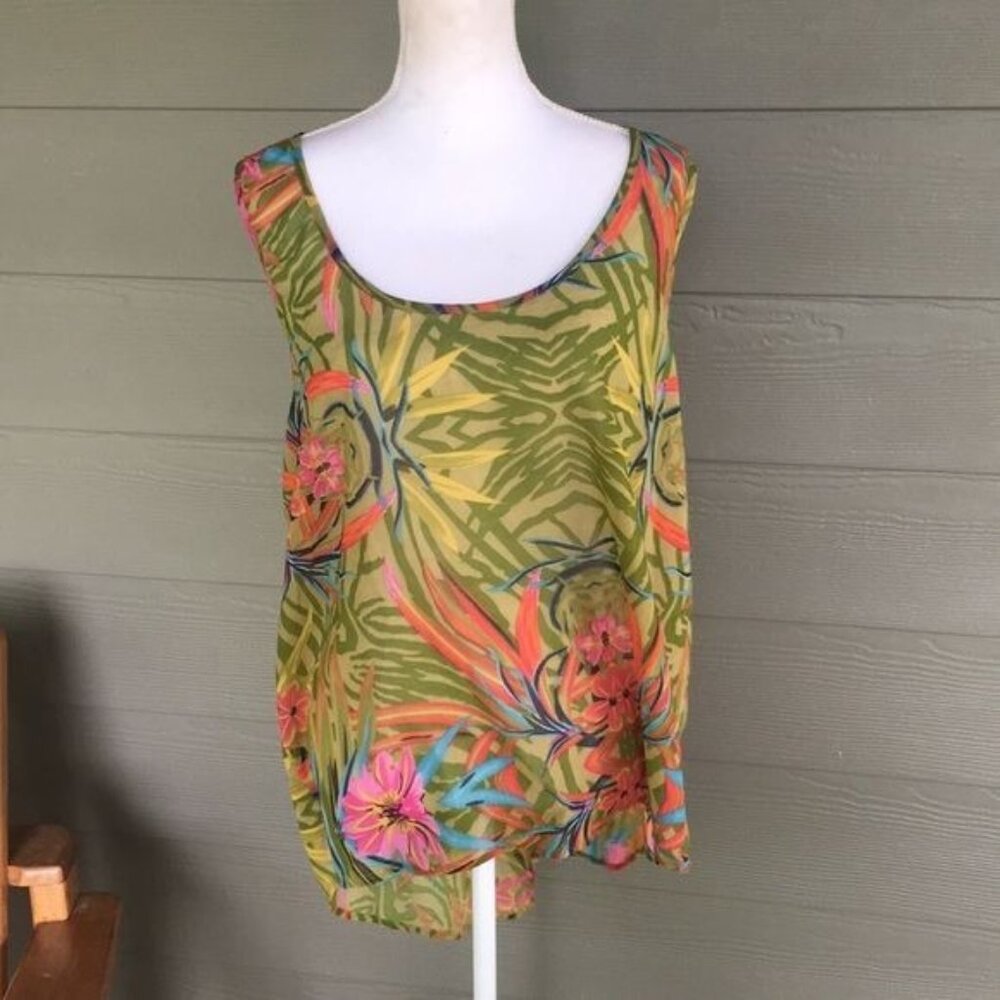 Mileage Tropical High Low Tank Top